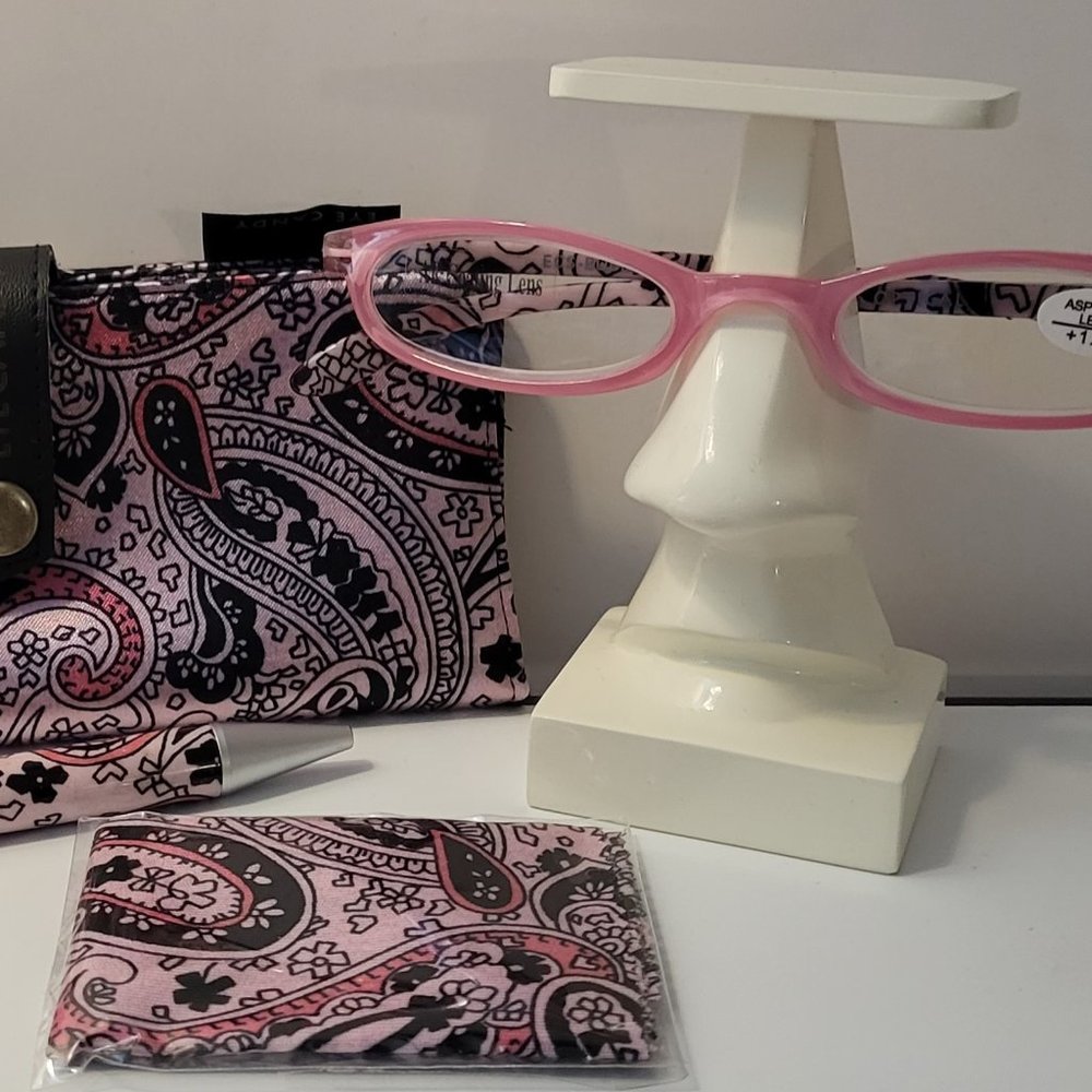 +1.50 Reading Glasses Combo Paisley AR Coated Lenses Matching Case & Pen NWT